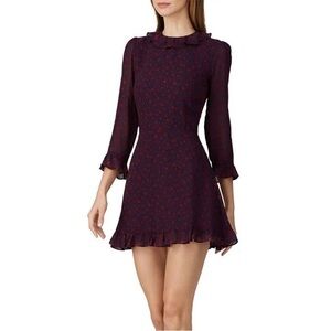 Reformation Navy and Red Floral Dress